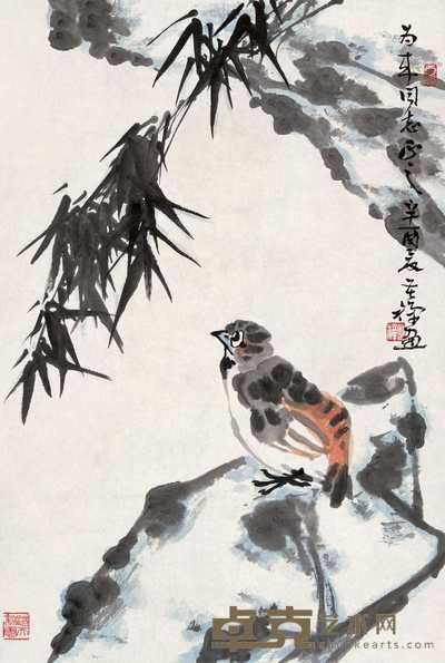 李苦禅 1981年作 平安图 镜心 68×46cm